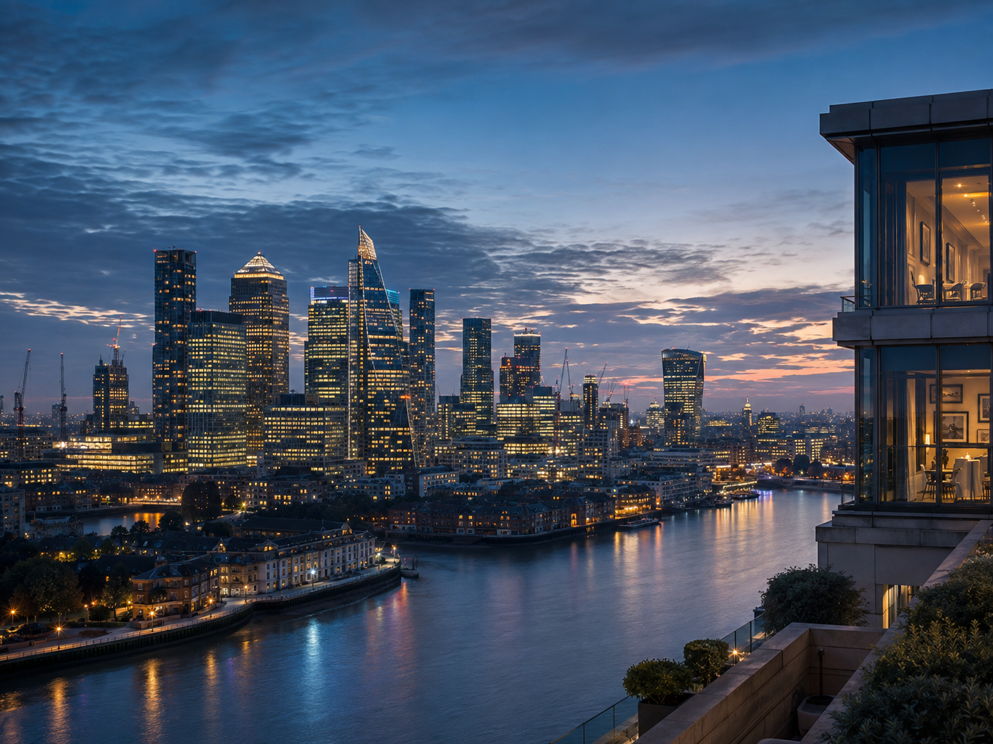 London skyline at blue hour